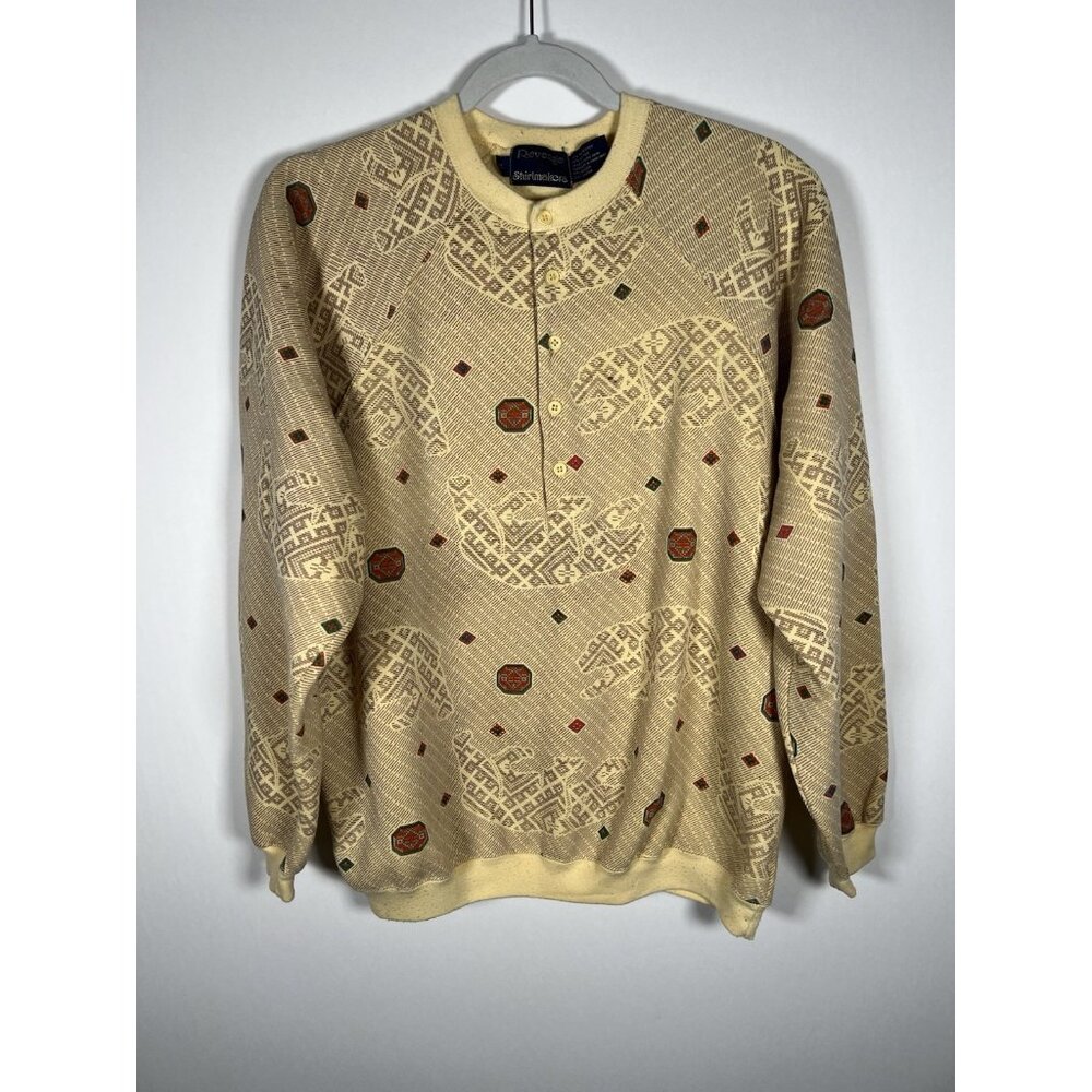 Vintage 80s Revenge Shirtmakers aztec Bears southwestern henley sweatshirt XL